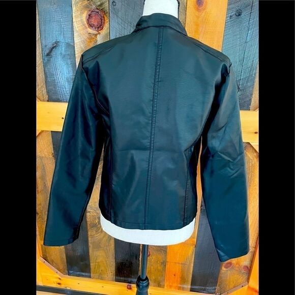 𝅺NEW New Look Faux leather Moto style jacket sz S - Picture 5 of 7